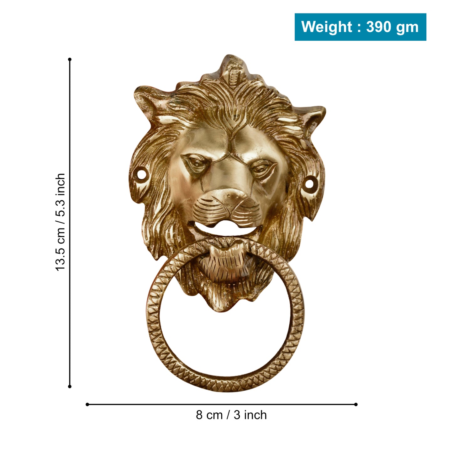 Heavy Brass Lion Shaped Victorian Style Door Knocker with Antique Finish (Length – 13.5 cm, Weight – 390 gm) - View 2