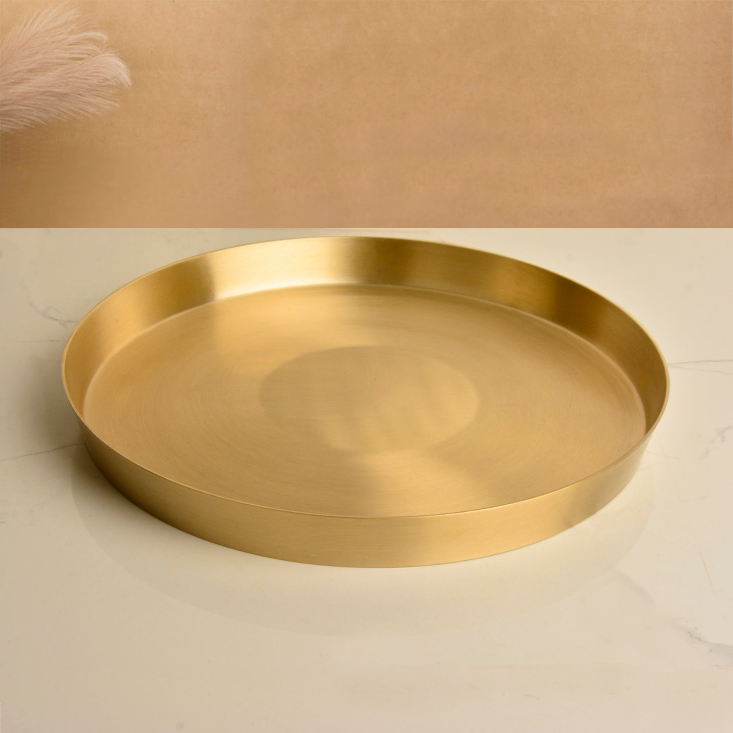 Premium Brass Heavy Dinner Plate (11.5 inches, 1000 gm, Matte Finish, Golden Color)