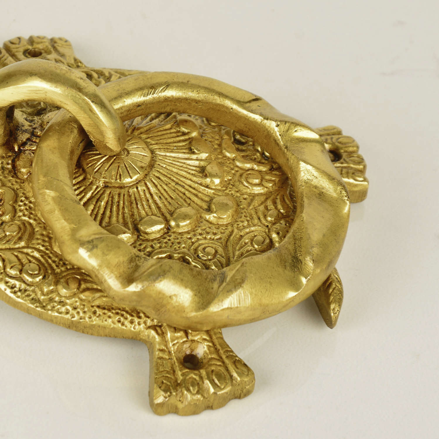 Premium Heavy Brass Gold Toned Tortoise Ring Main Door Knocker (L x B x H - 14 x 9 x 9 cm, Weight – 520 gm) - View 5