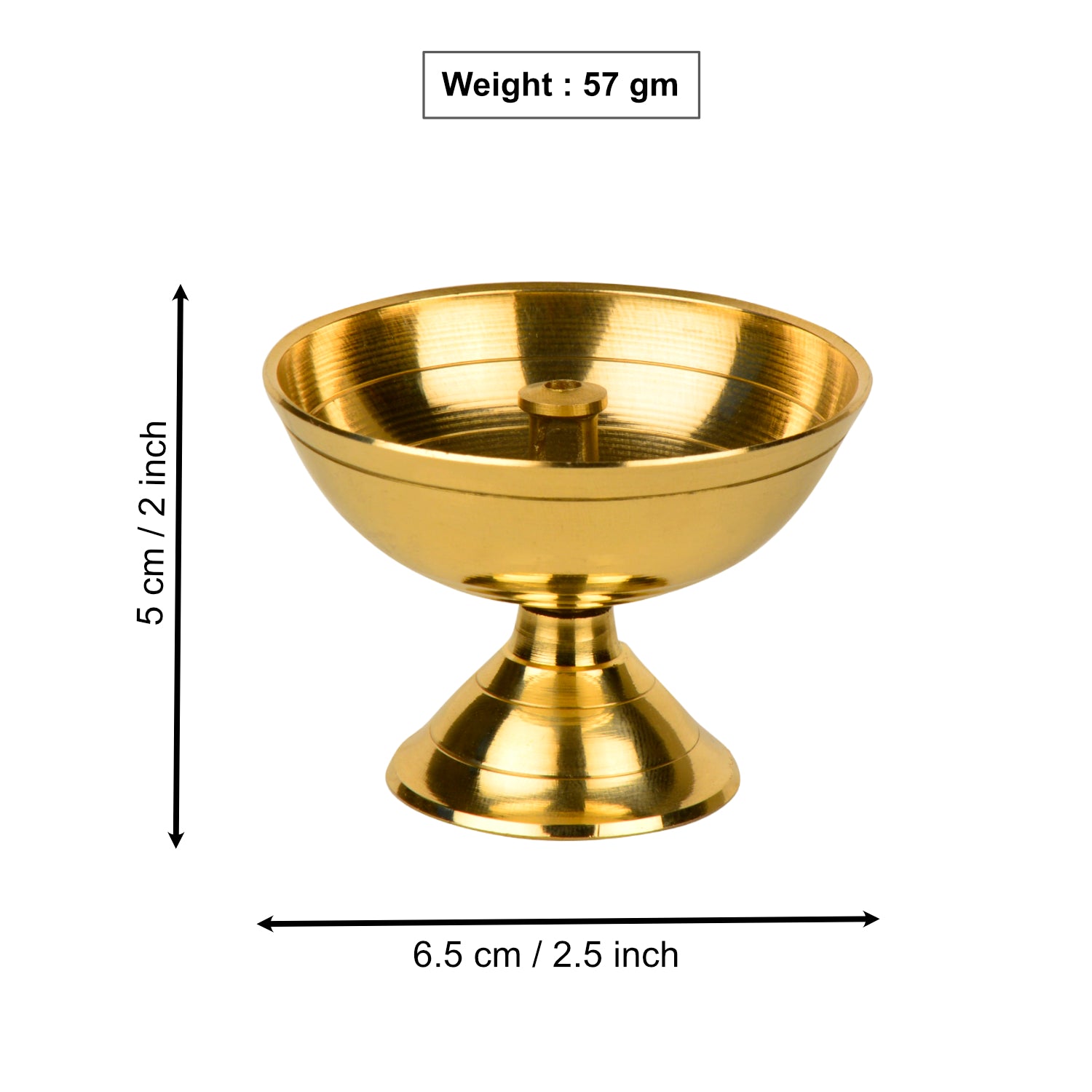 Handcrafted Pure Brass Akhand Pooja Jyoti Diya (Diameter - 6.5 cm, Height - 5 cm, 57 gm) - View 4