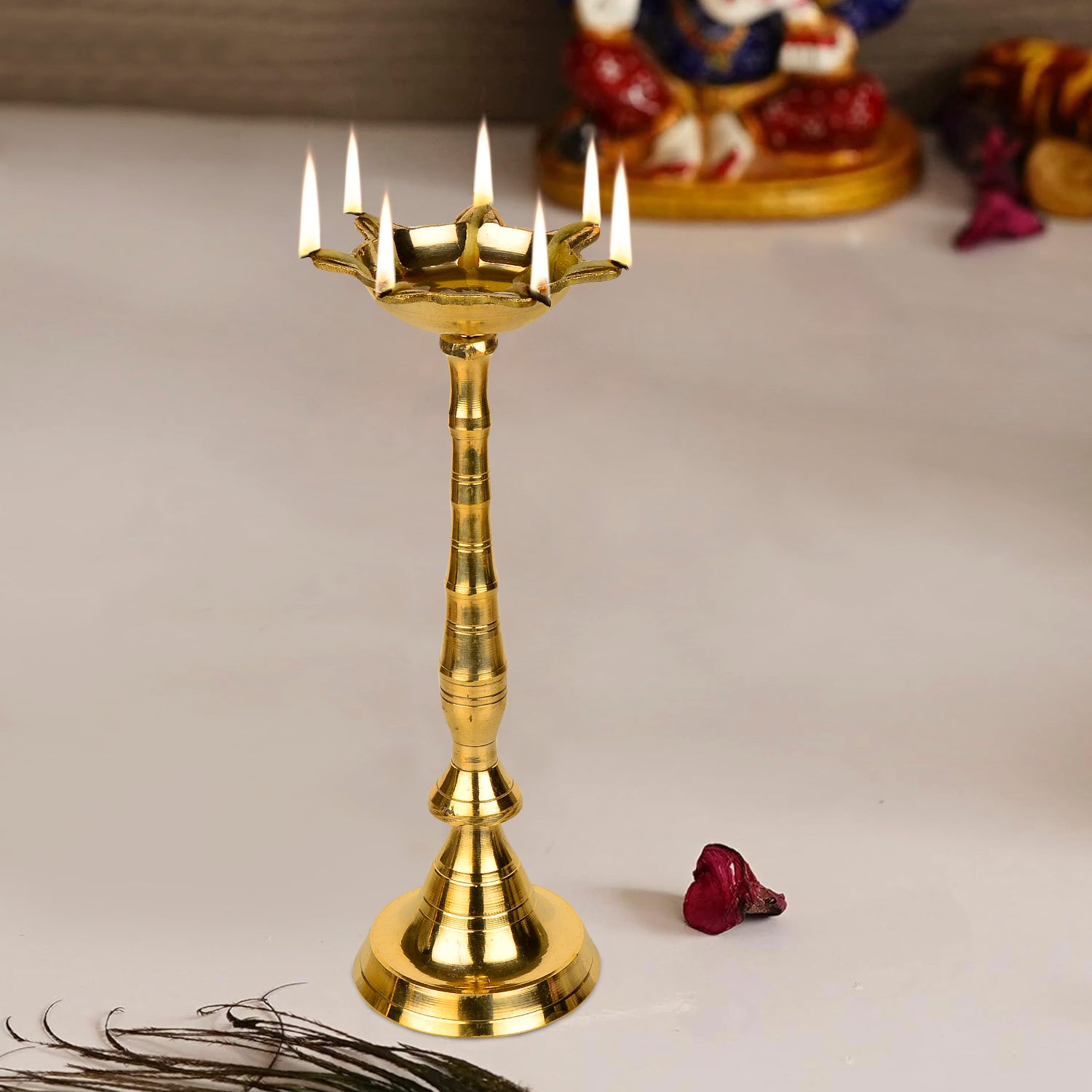 Premium Brass Panchmukhi Standing Diya (Height – 11 Inches, 680 gm)