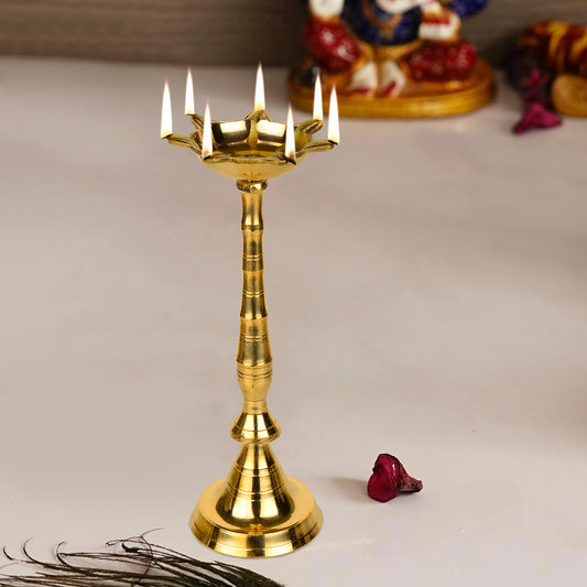 Premium Brass Panchmukhi Standing Diya (Height – 11 Inches, 680 gm)