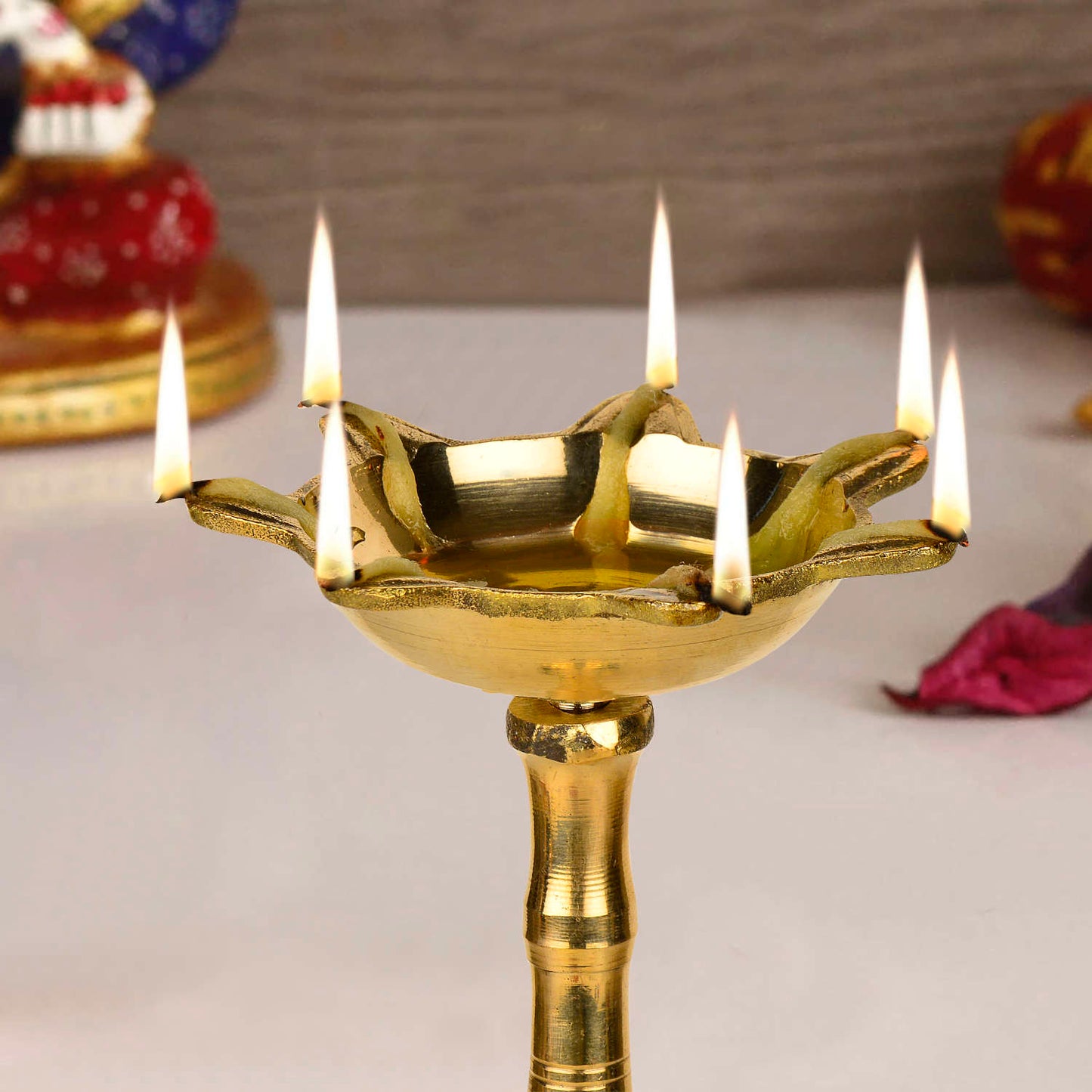 Premium Brass Panchmukhi Standing Diya (Height – 11 Inches, 680 gm) - View 3