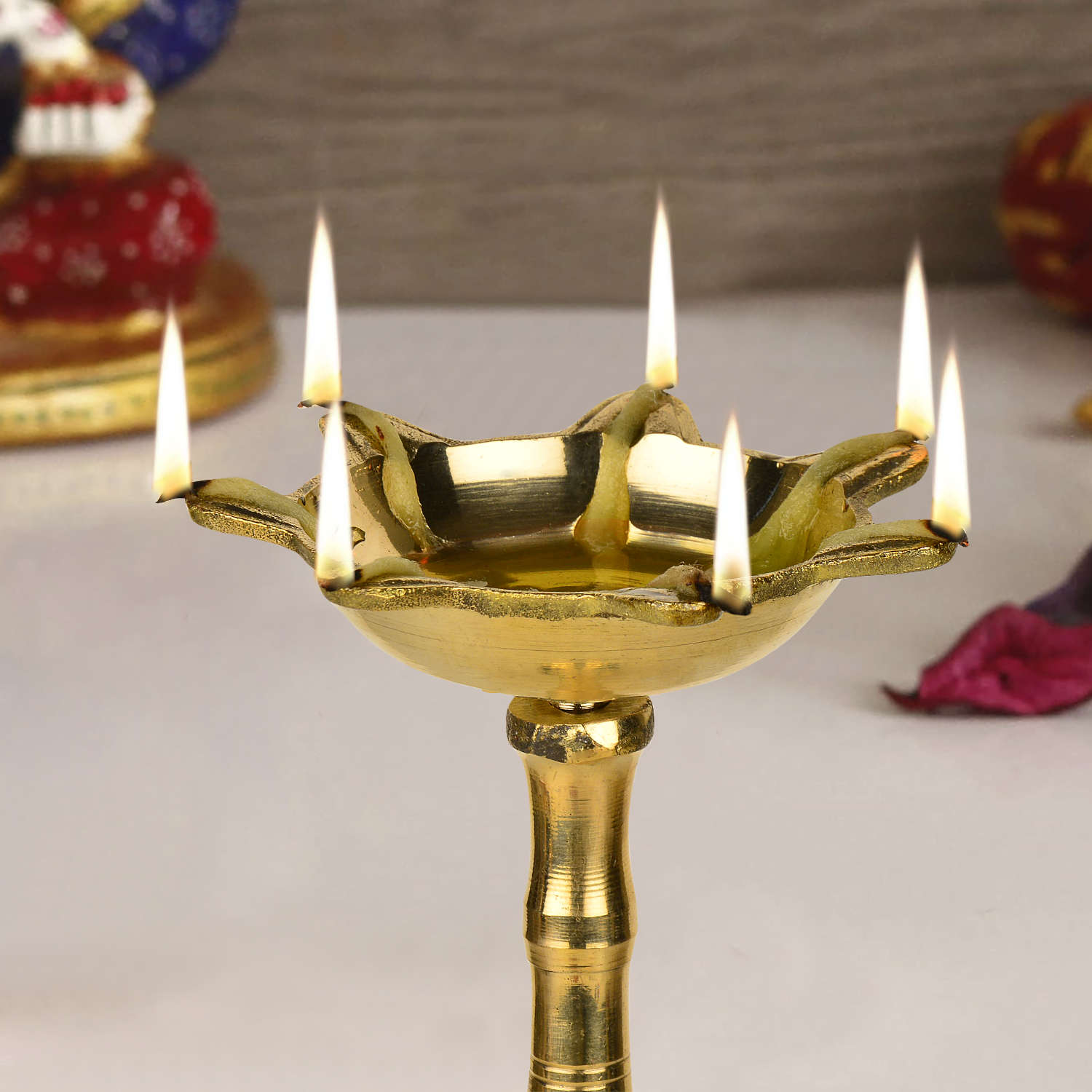 Premium Brass Panchmukhi Standing Diya (Height – 11 Inches, 680 gm) - View 3