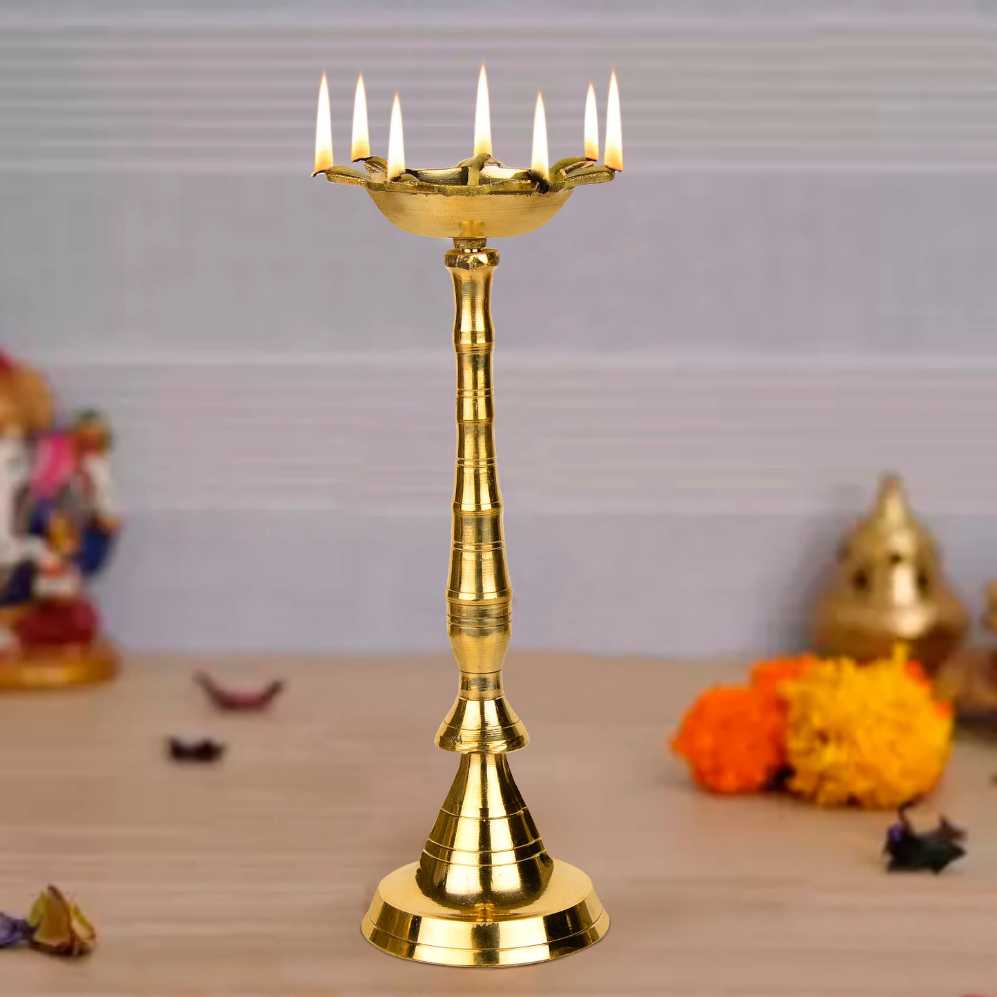 Premium Brass Panchmukhi Standing Diya (Height – 11 Inches, 680 gm) - View 4