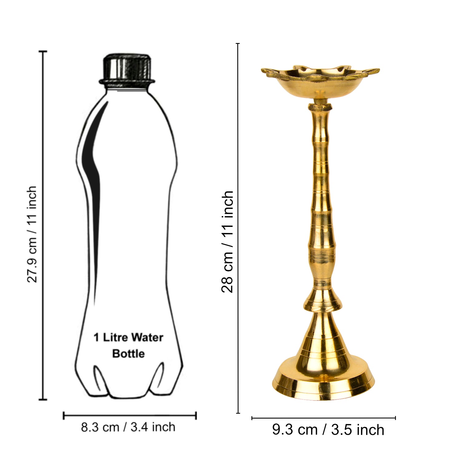 Premium Brass Panchmukhi Standing Diya (Height – 11 Inches, 680 gm) - View 6