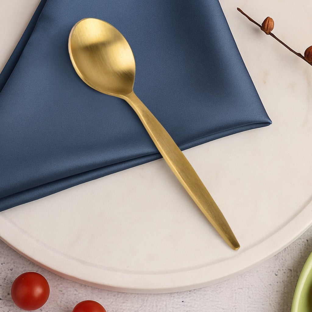 Premium Pure Brass Matte Finish Spoon for Eating ( Length - 6.2 inches, 40 gm, Golden Color)