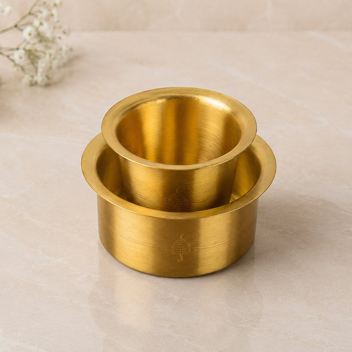 Traditional Brass Coffee Dabara (Davara) Set (Set of 1, 150 ml Cup and 200 ml Dabara 120 gm)