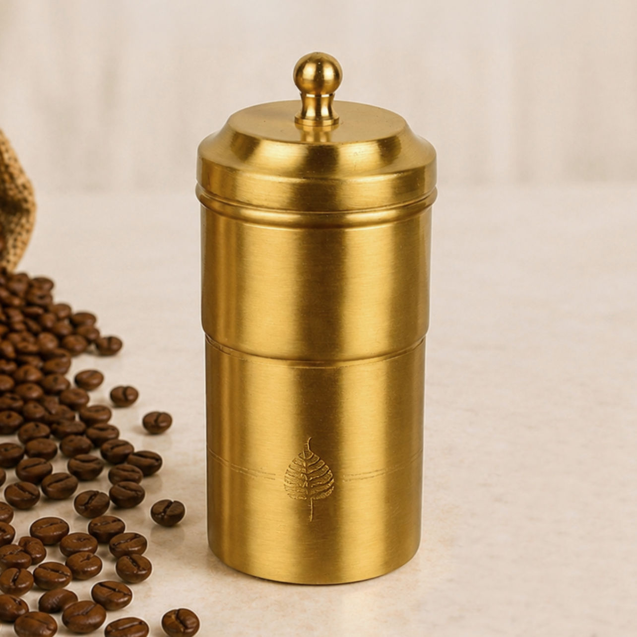 Pure Brass Coffee Filter with Lid | 200 ml | 240 gm | South Indian Degree Kaapi Maker