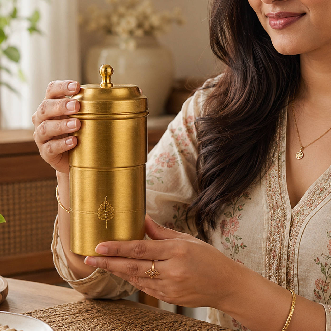 Pure Brass Coffee Filter with Lid | 200 ml | 240 gm | South Indian Degree Kaapi Maker