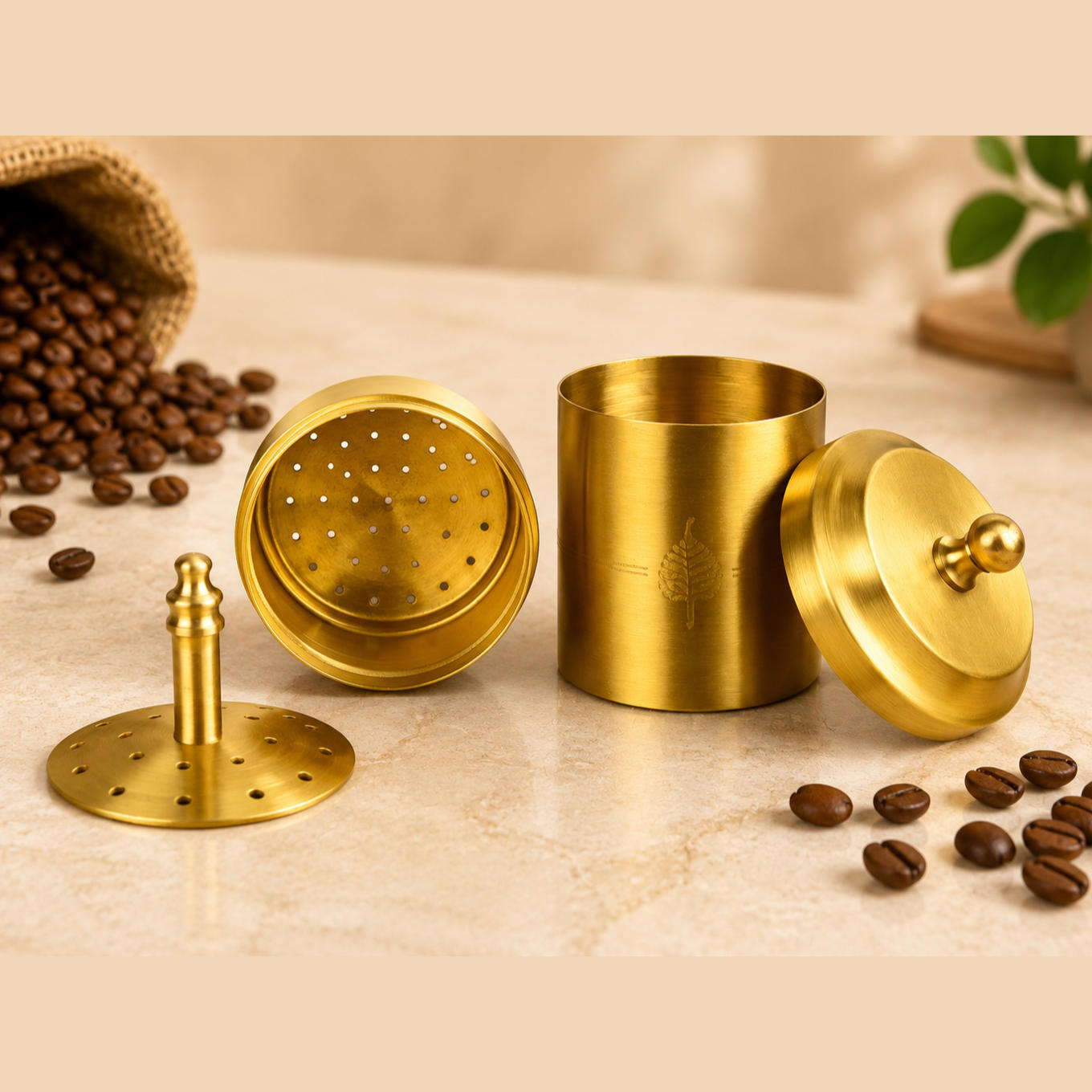 Pure Brass Coffee Filter with Lid | 200 ml | 240 gm | South Indian Degree Kaapi Maker