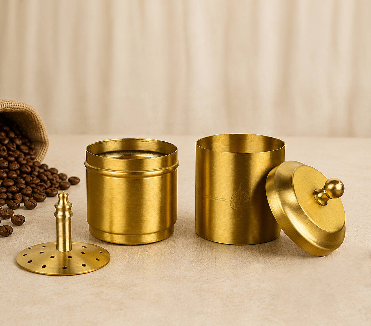 Pure Brass Coffee Filter with Lid | 200 ml | 240 gm | South Indian Degree Kaapi Maker