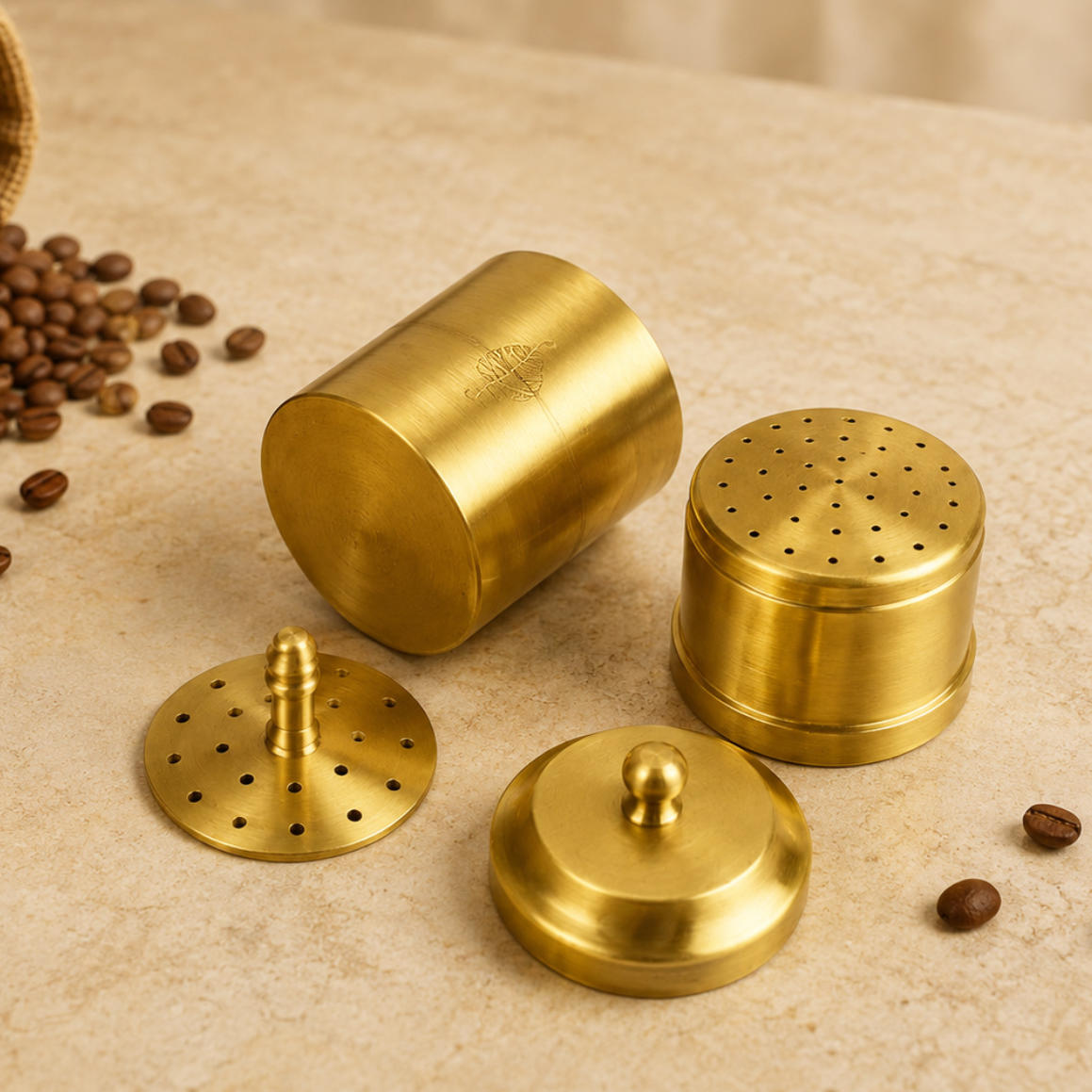 Pure Brass Coffee Filter with Lid | 200 ml | 240 gm | South Indian Degree Kaapi Maker