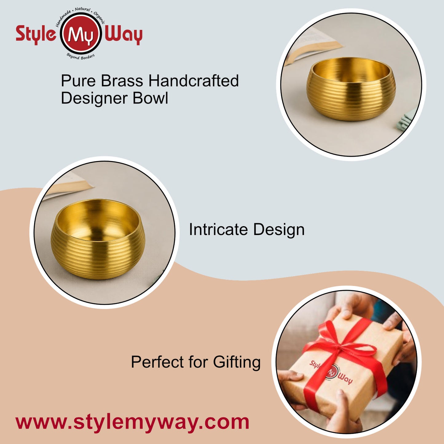 Pure Brass Ribbed Matt Finish Dessert Bowl (200 ml, 240 gm, Golden Color)