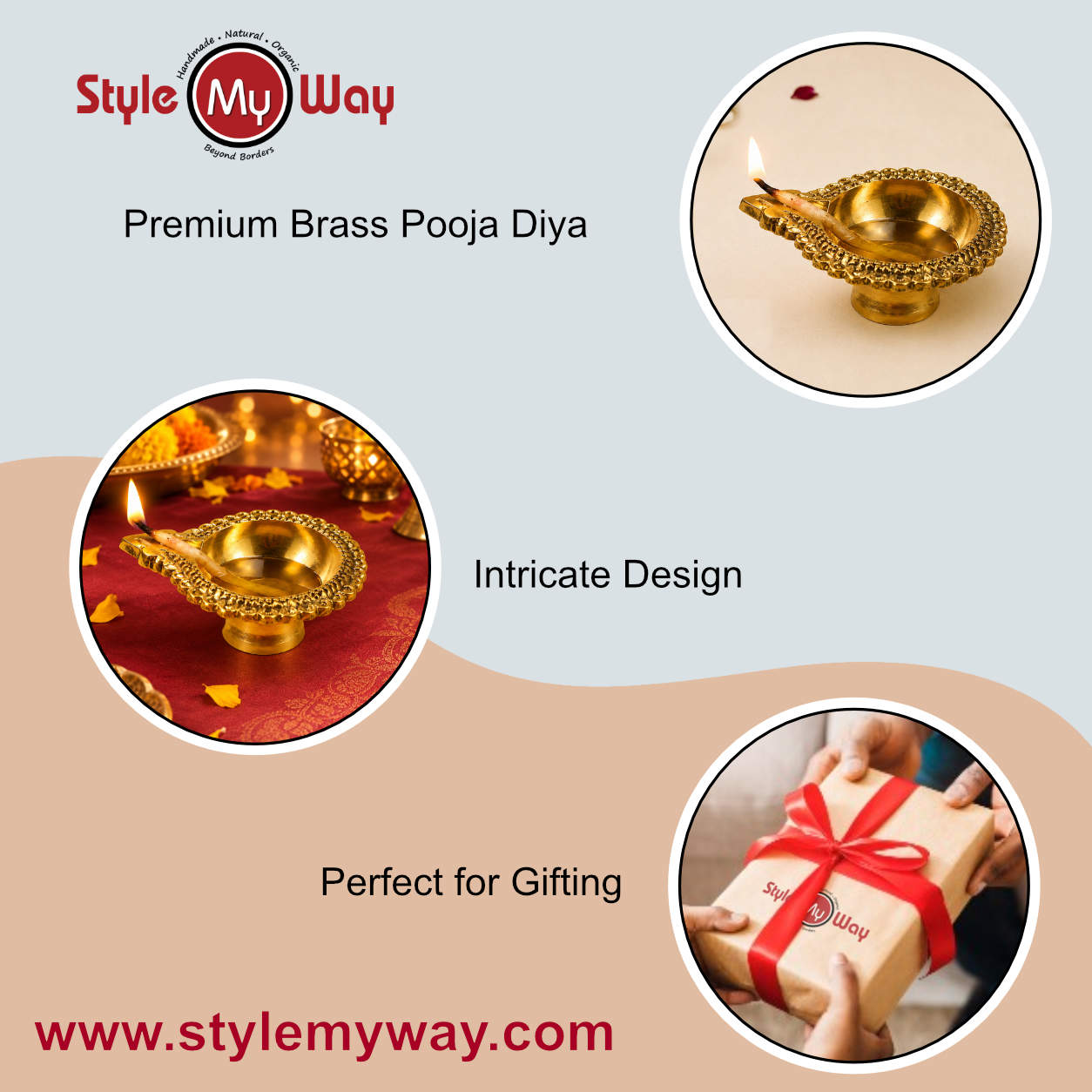 Brass Decorative Pooja Aarti Diya  (L x B x H - 7 x 5.5 x 2 cm, 50 gm) | Traditional Puja Oil Lamp | Home Decor | Diwali | Udupi Jyot Diya