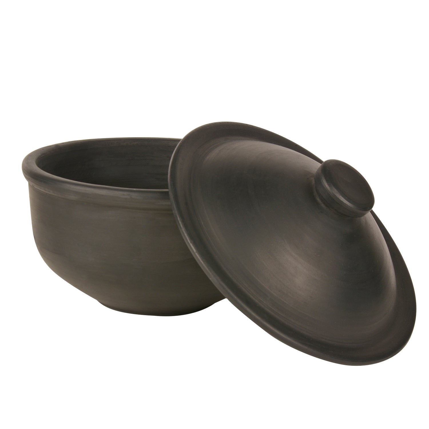 Handcrafted Earthenware Clay Donga / Pot with Lid for Cooking / Serving ( Black , 750 ml) - View 3