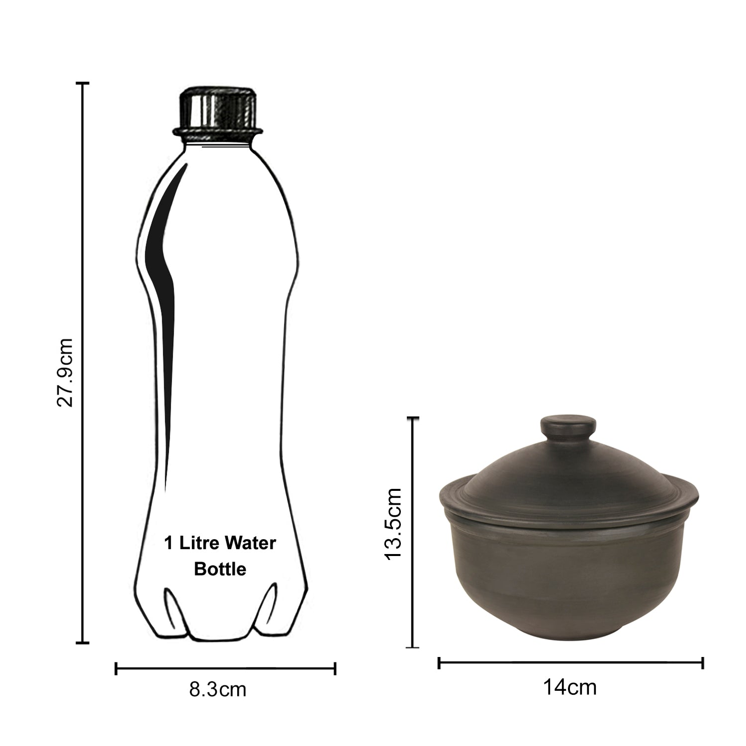 Handcrafted Earthenware Clay Donga / Pot with Lid for Cooking / Serving ( Black , 750 ml) - View 5