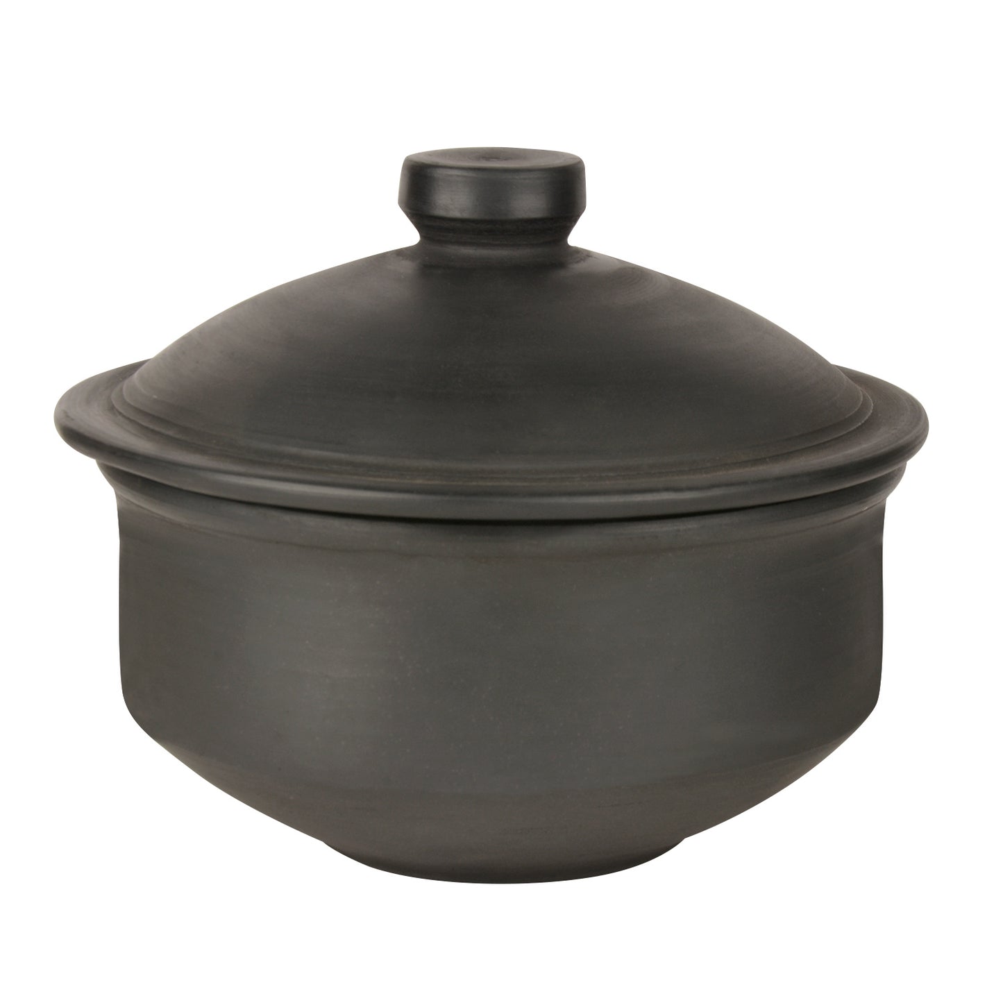 Handcrafted Earthenware Clay Donga / Pot with Lid for Cooking / Serving ( Black , 1000 ml) - View 4