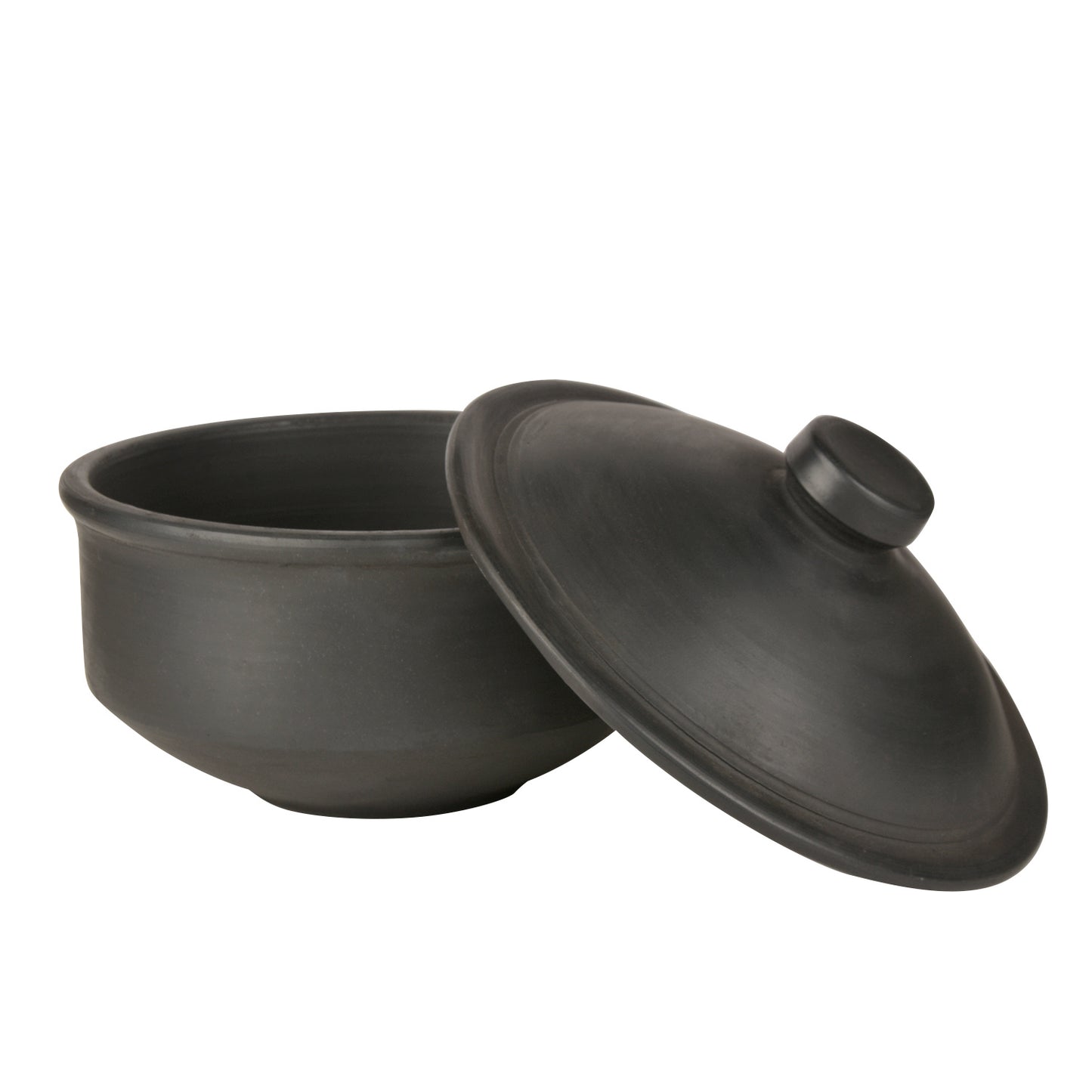 Handcrafted Earthenware Clay Donga / Pot with Lid for Cooking / Serving ( Black , 1000 ml) - View 3