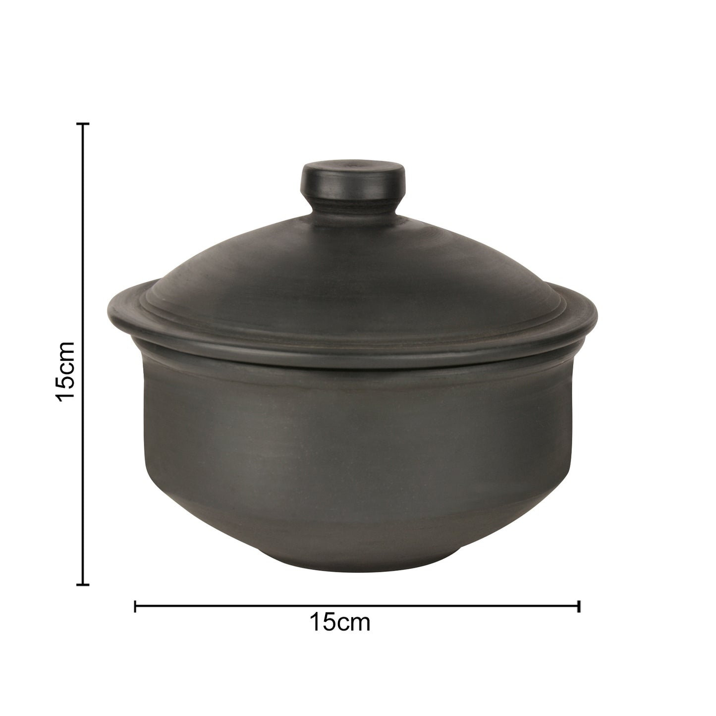Handcrafted Earthenware Clay Donga / Pot with Lid for Cooking / Serving ( Black , 1000 ml) - View 2