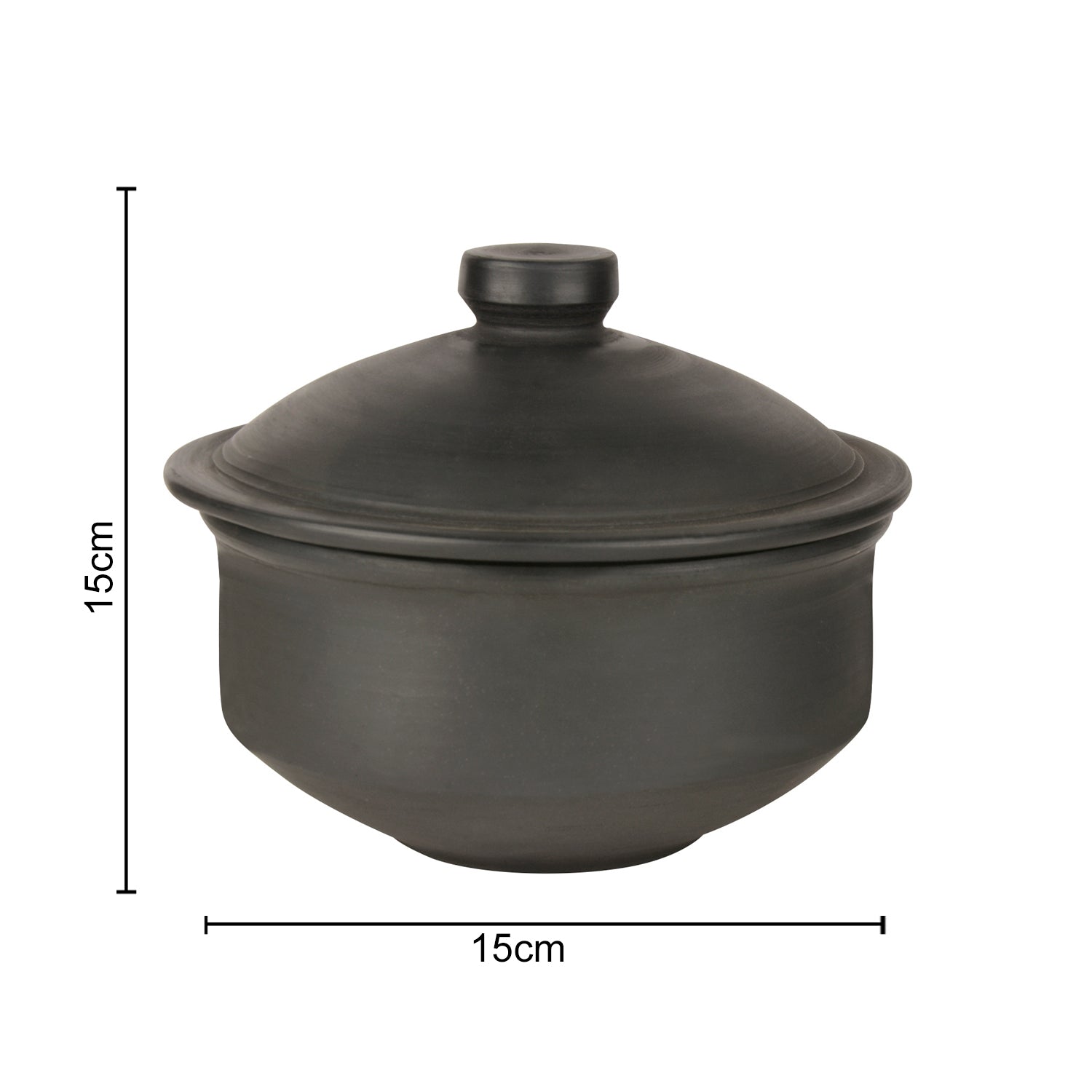 Handcrafted Earthenware Clay Donga / Pot with Lid for Cooking / Serving ( Black , 1000 ml) - View 2