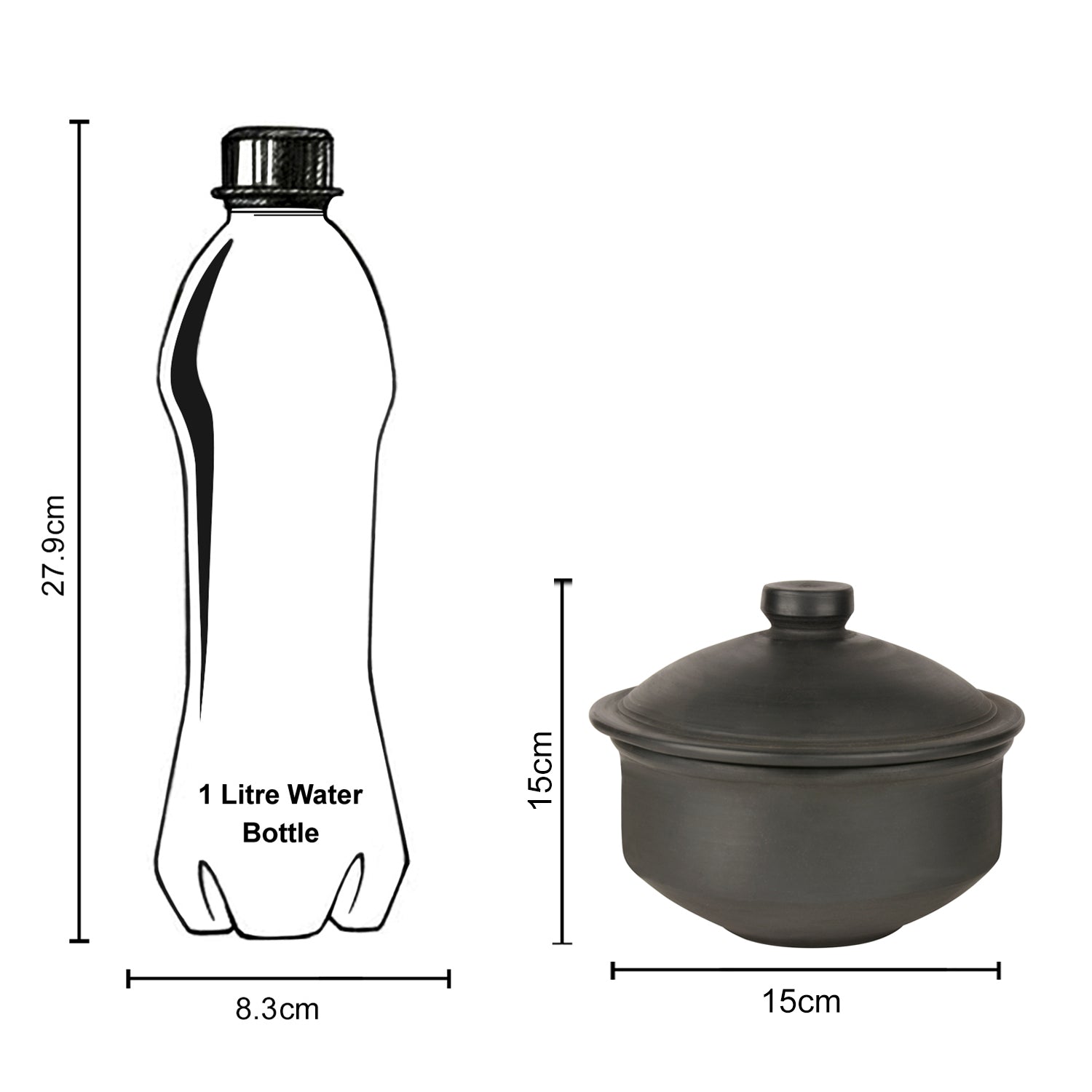 Handcrafted Earthenware Clay Donga / Pot with Lid for Cooking / Serving ( Black , 1000 ml) - View 5