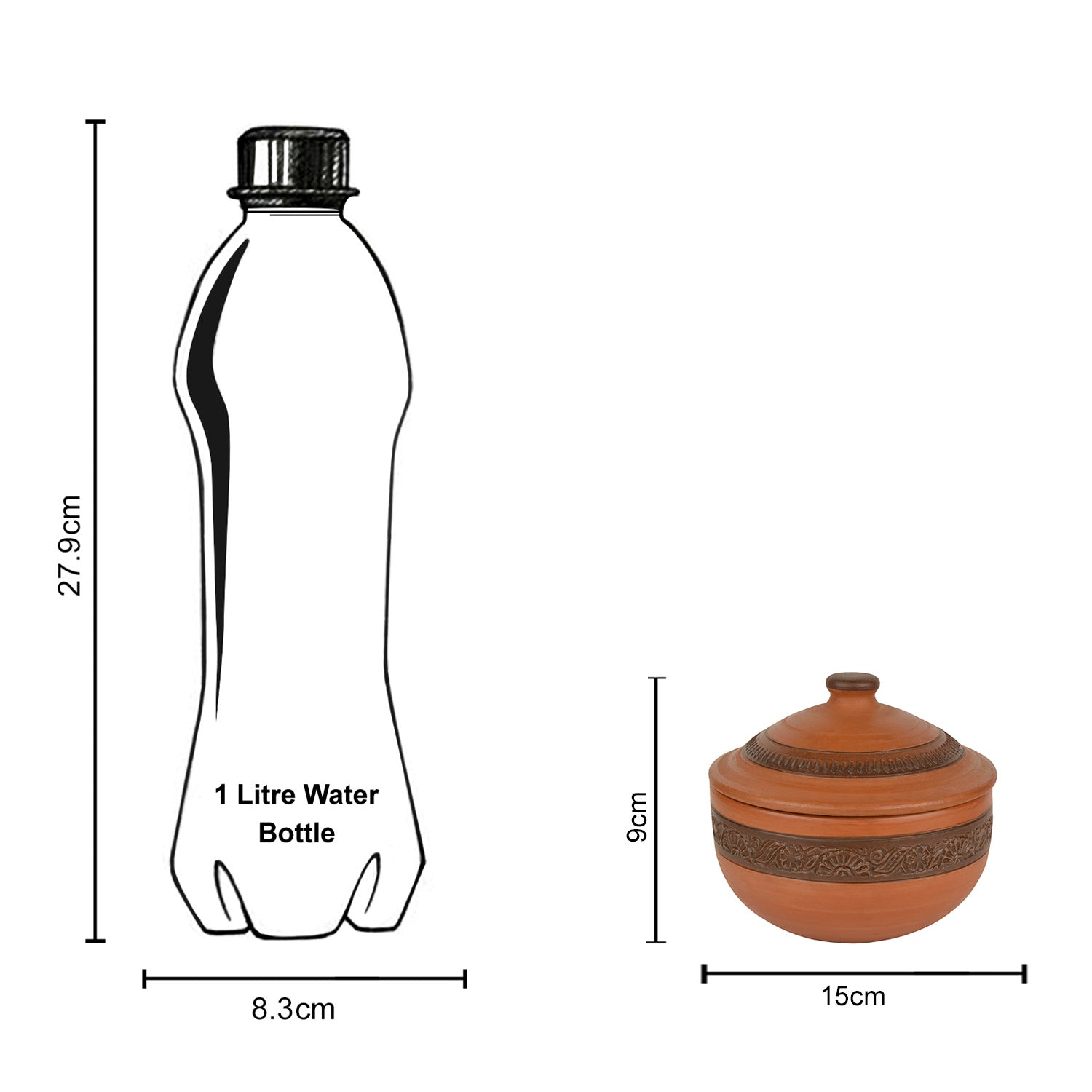 Handcrafted Ornately Designed Earthenware Serving Bowl with Lid ( Brown, 1.20 Litre) - View 6