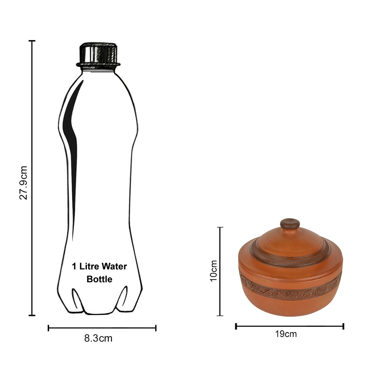 Handcrafted Ornately Designed Earthenware Bowl with Lid ( Brown, 1.80 Litre) - View 7