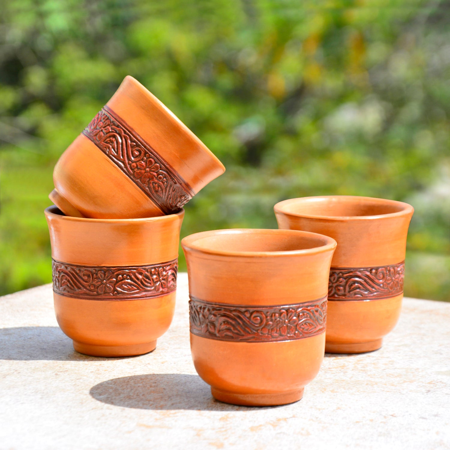 Handcrafted Clay Kullad, Khullad (Set of 4, Brown, 200 ml each)