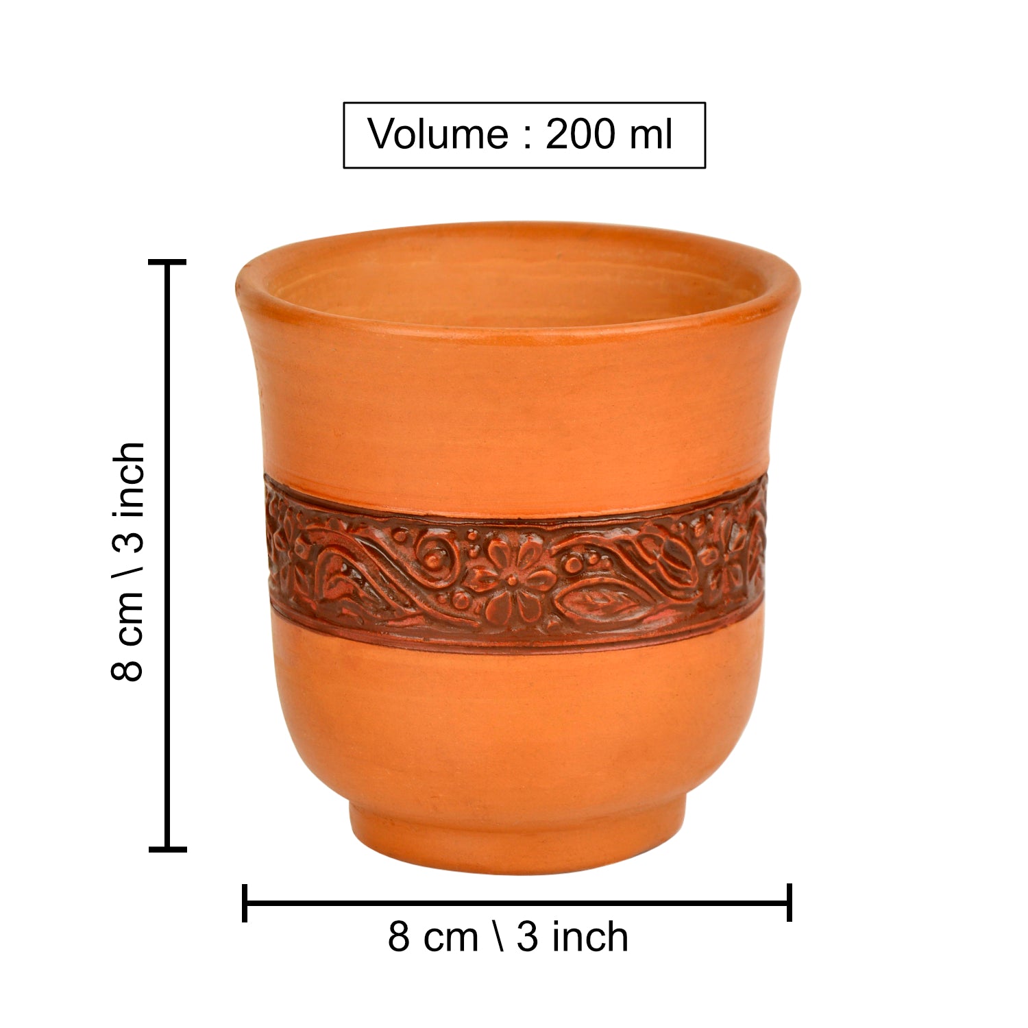 Handcrafted Clay Kullad, Khullad (Set of 4, Brown, 200 ml each) - View 2