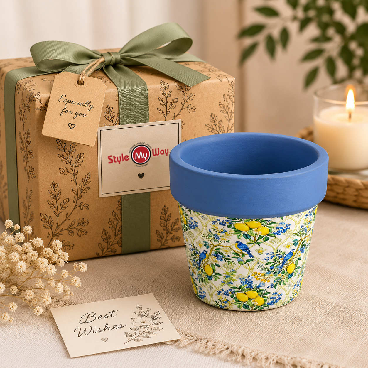 Hand Painted Terracotta Planter Pot