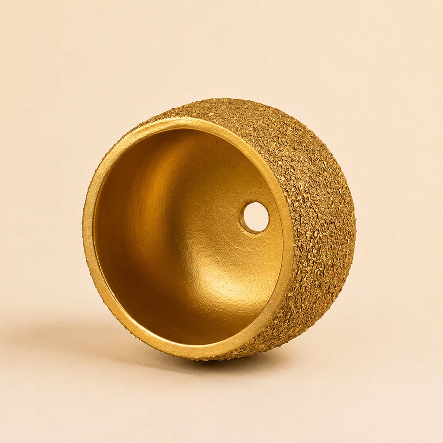 Gold Textured Terracotta Planter Pot with Drain Hole