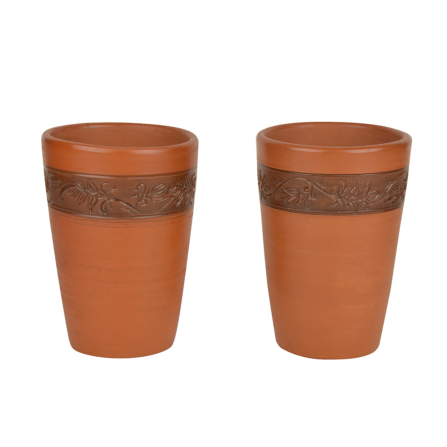 Handcrafted Earthenware Lassi Glasses (Brown, Set of 2, 450 ml) - View 3