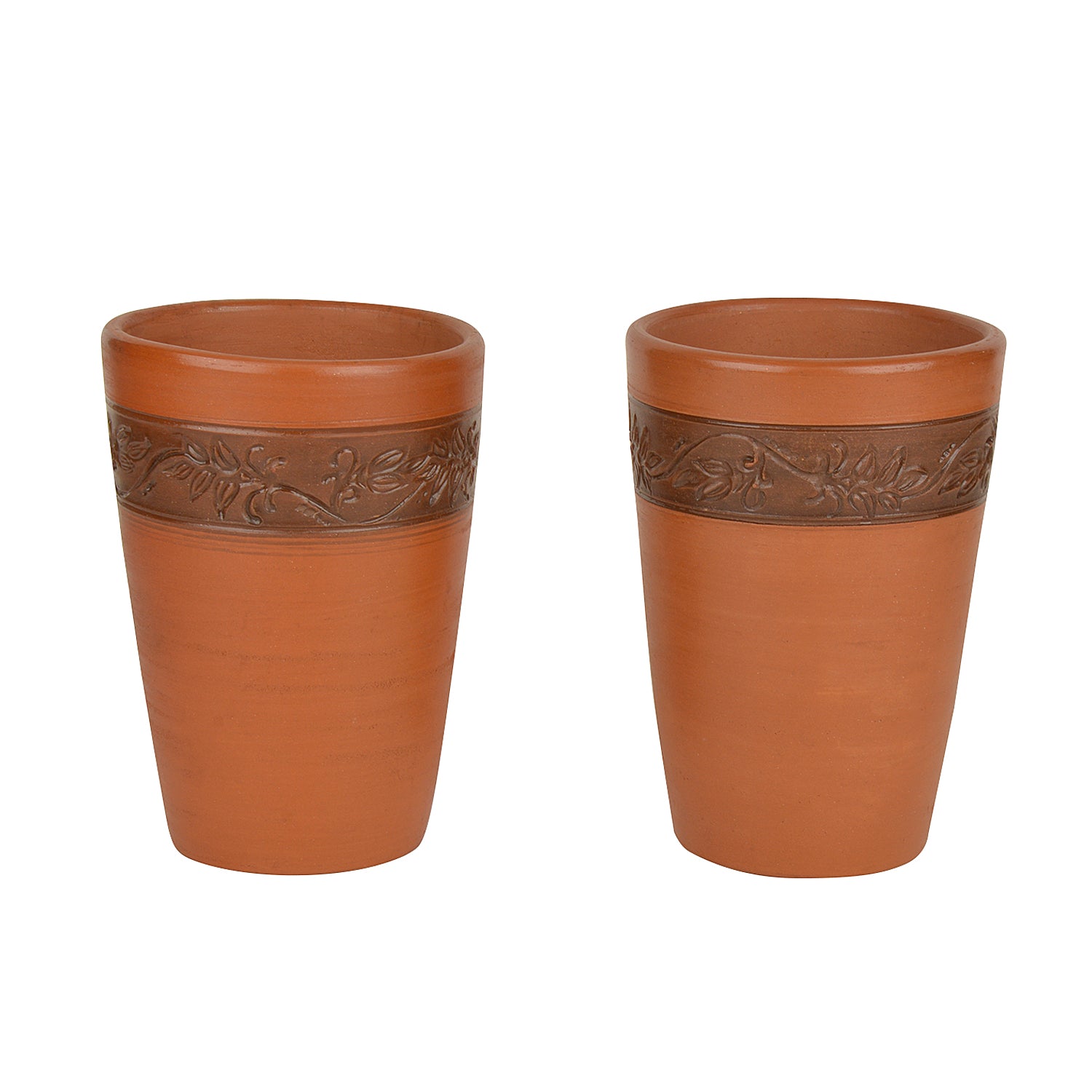 Handcrafted Earthenware Lassi Glasses (Brown, Set of 2, 450 ml) - View 3