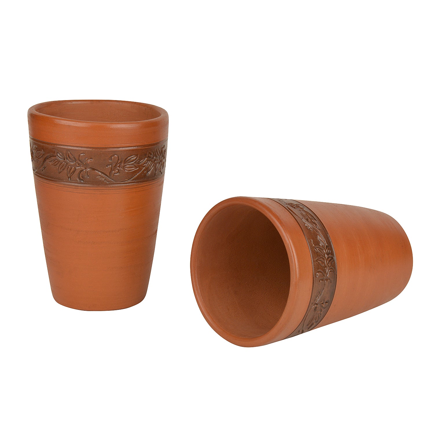 Handcrafted Earthenware Lassi Glasses (Brown, Set of 2, 450 ml) - View 4