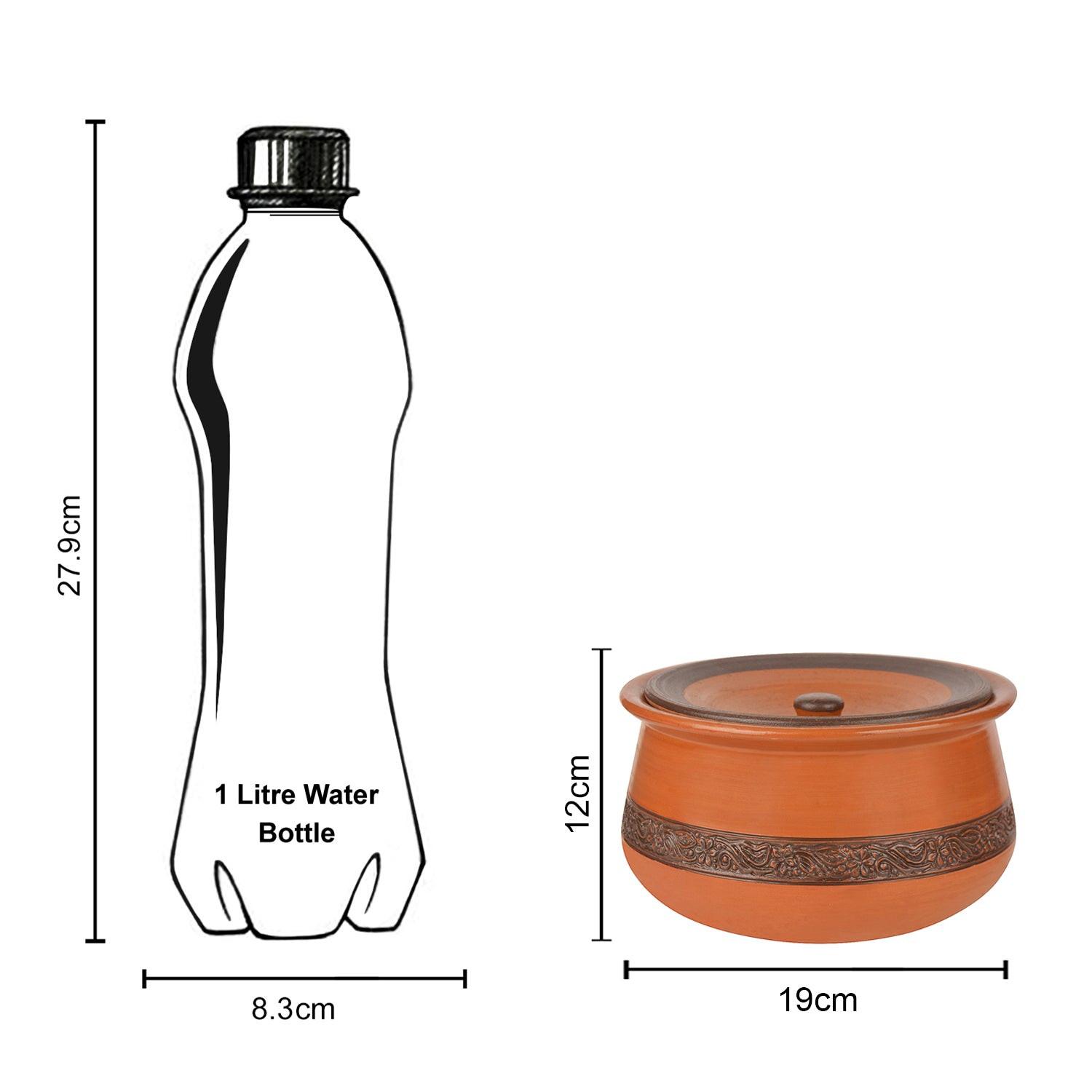 Handcrafted Ornately Designed Earthenware Handi with Lid (Brown, 2 Litre) - View 5