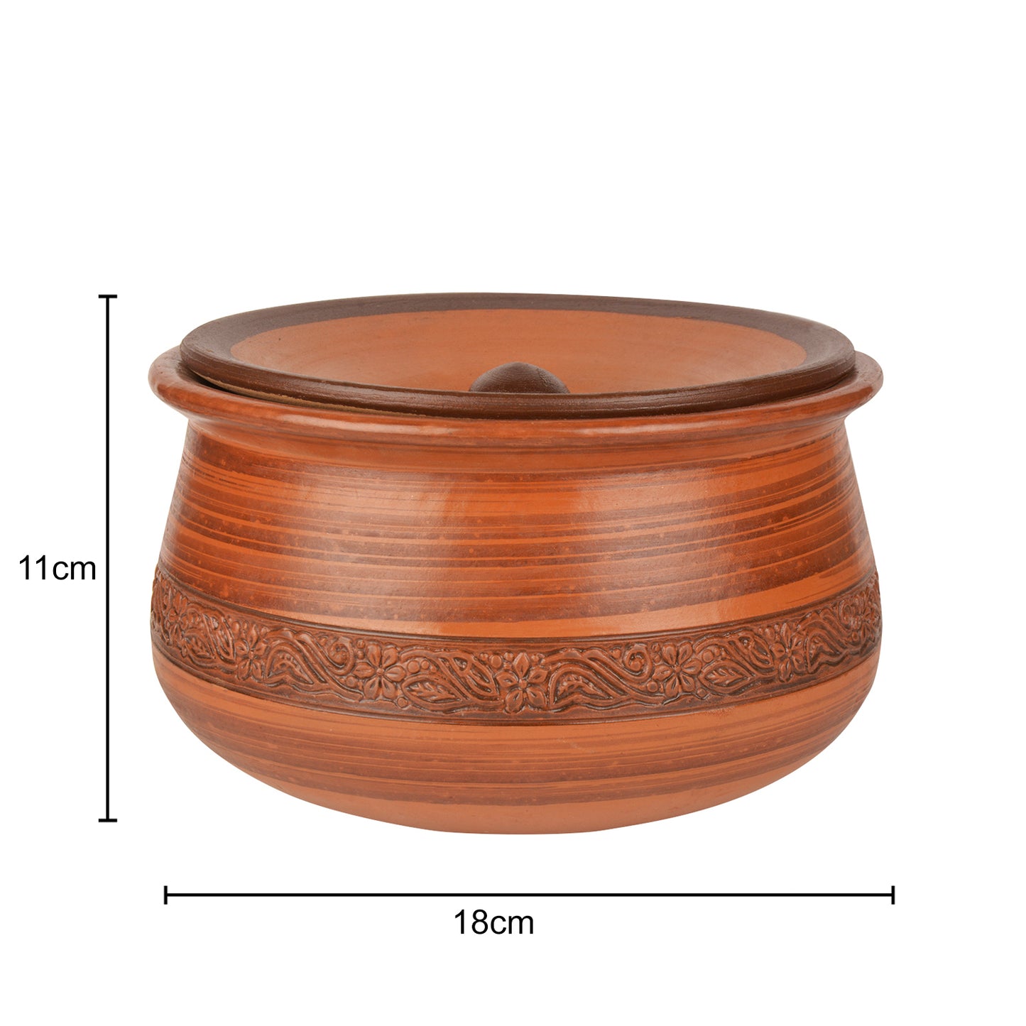 Handcrafted Earthenware Clay Handi / Pot with Lid for Cooking / Serving ( Brown , 2 Litre) - View 2