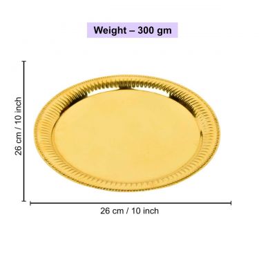 Premium Brass Pure Pooja Thali (Diameter – 30 cm, Weight – 300 gm) | Traditional Puja Thali for Home/Office