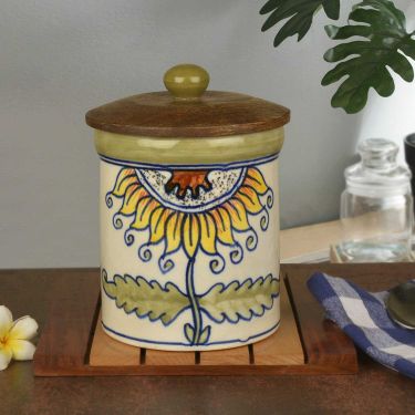 CP- Ceramic Handpainted Air Tight Jars For Kitchen Storage (MULTICOLOR)