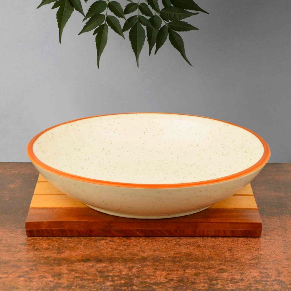 Studio Pottery Matt Finish Ceramic Serving Bowl (Off White and